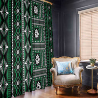 Fiji Masi Tapa Pattern Green Window Curtain LT01 - Polynesian Pride