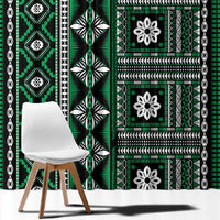 Fiji Masi Tapa Pattern Green Window Curtain LT01 - Polynesian Pride