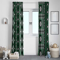 Fiji Masi Tapa Pattern Green Window Curtain LT01 - Polynesian Pride