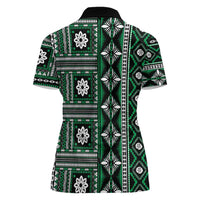 Fiji Masi Tapa Pattern Green Women Polo Shirt LT01 - Polynesian Pride