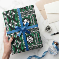 Fiji Masi Tapa Pattern Green Wrapping Paper LT01 - Polynesian Pride