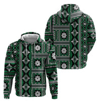 Fiji Masi Tapa Pattern Green Zip Hoodie LT01 - Polynesian Pride