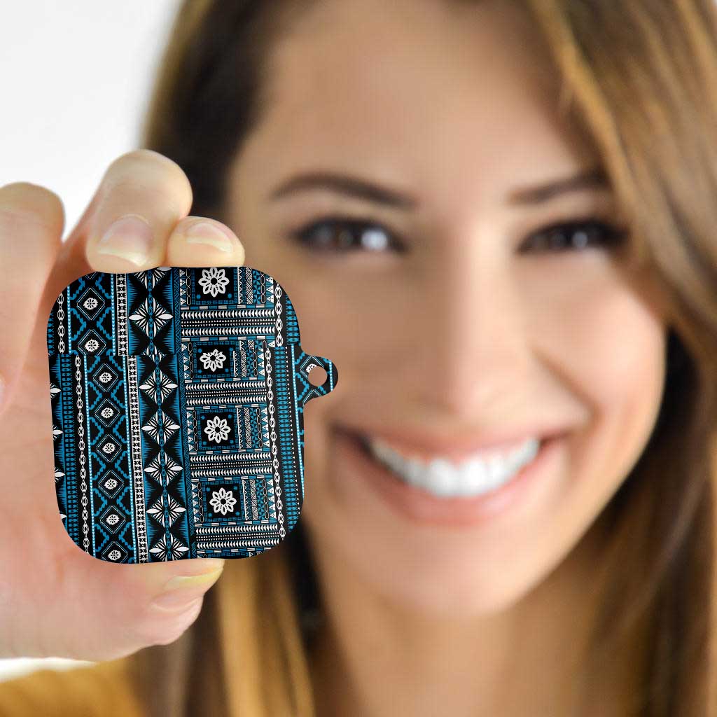 Fiji Masi Tapa Pattern Blue AirPods Case LT01 - Polynesian Pride
