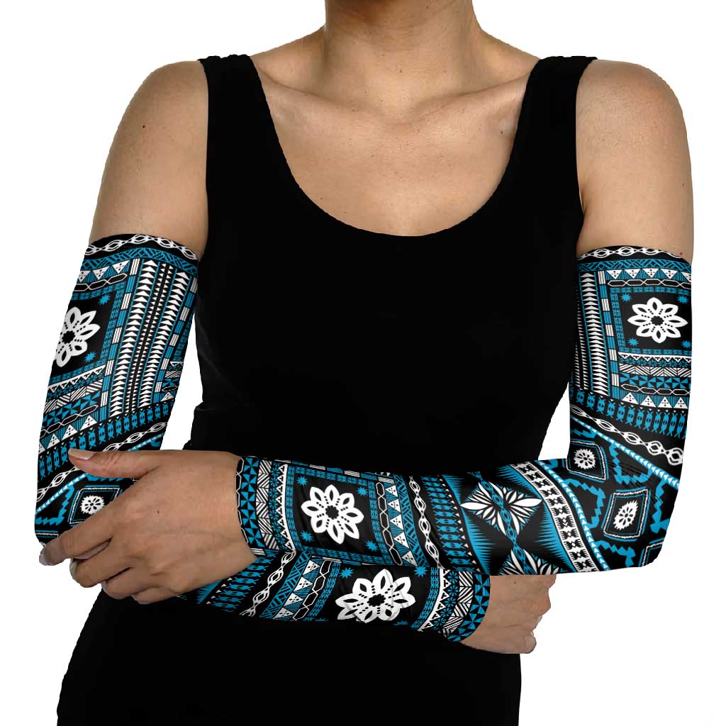 Fiji Masi Tapa Pattern Blue Arm Sleeves LT01 - Polynesian Pride