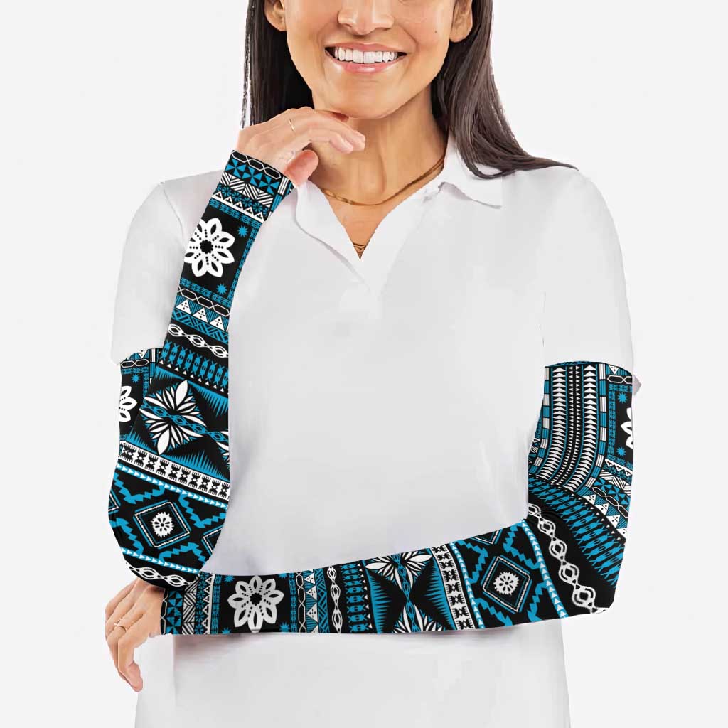 Fiji Masi Tapa Pattern Blue Arm Sleeves LT01 - Polynesian Pride