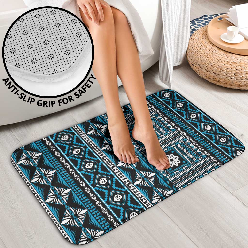 Fiji Masi Tapa Pattern Blue Bathroom Set LT01 - Polynesian Pride