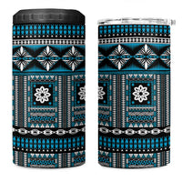 Fiji Masi Tapa Pattern Blue 4 in 1 Can Cooler Tumbler LT01 One Size: 16 oz Blue - Polynesian Pride