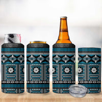 Fiji Masi Tapa Pattern Blue 4 in 1 Can Cooler Tumbler LT01 - Polynesian Pride