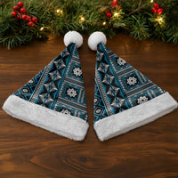 Fiji Masi Tapa Pattern Blue Christmas Santa Hat LT01 - Polynesian Pride
