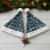 Fiji Masi Tapa Pattern Blue Christmas Santa Hat LT01 - Polynesian Pride
