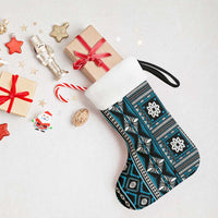 Fiji Masi Tapa Pattern Blue Christmas Stocking LT01 - Polynesian Pride