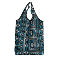 Fiji Masi Tapa Pattern Blue Grocery Bag LT01 - Polynesian Pride