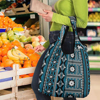 Fiji Masi Tapa Pattern Blue Grocery Bag LT01 - Polynesian Pride