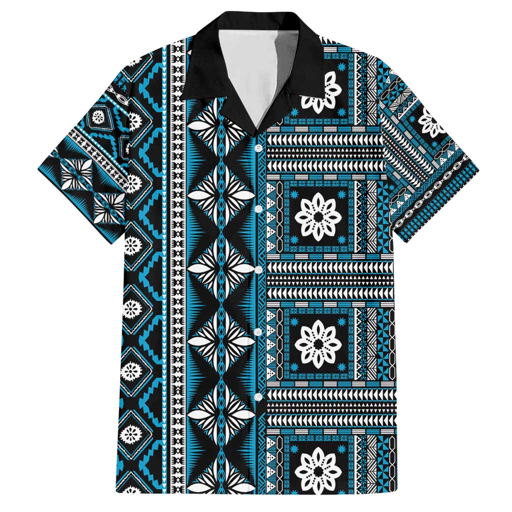 Fiji Masi Tapa Pattern Blue Hawaiian Shirt LT01 Blue - Polynesian Pride