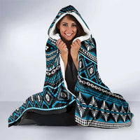 Fiji Masi Tapa Pattern Blue Hooded Blanket LT01 - Polynesian Pride