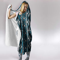 Fiji Masi Tapa Pattern Blue Hooded Blanket LT01 - Polynesian Pride