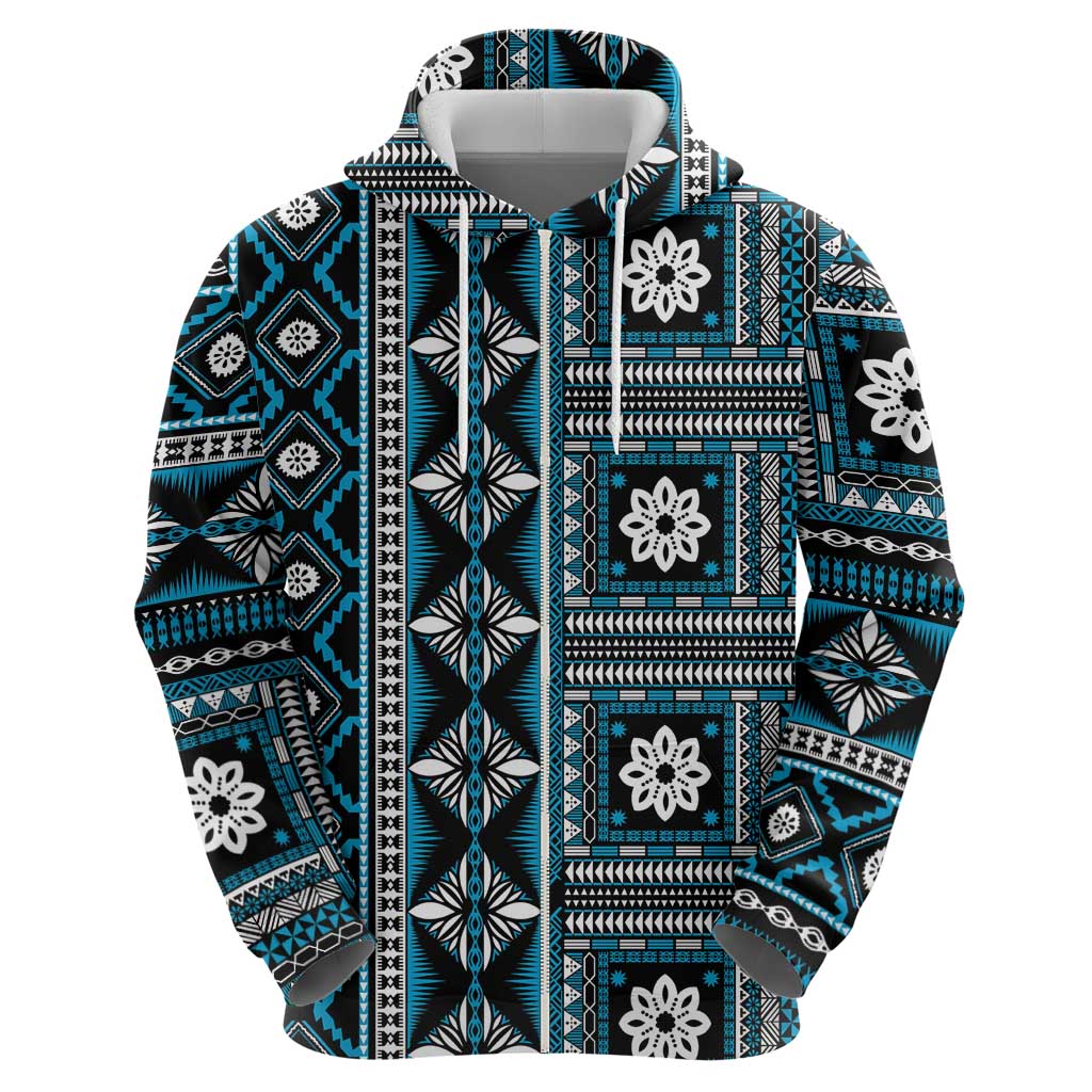 Fiji Masi Tapa Pattern Blue Hoodie LT01 - Polynesian Pride