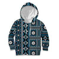 Fiji Masi Tapa Pattern Blue Kid Hoodie LT01 Hoodie Blue - Polynesian Pride