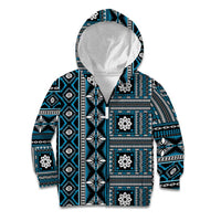Fiji Masi Tapa Pattern Blue Kid Hoodie LT01 Zip Hoodie Blue - Polynesian Pride
