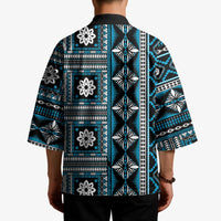 Fiji Masi Tapa Pattern Blue Kimono LT01 - Polynesian Pride