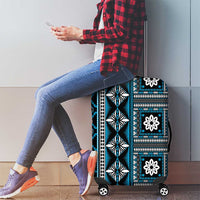 Fiji Masi Tapa Pattern Blue Luggage Cover LT01 - Polynesian Pride
