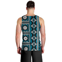 Fiji Masi Tapa Pattern Blue Men Tank Top LT01 - Polynesian Pride