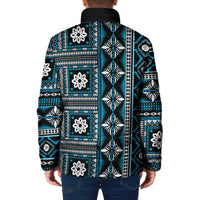 Fiji Masi Tapa Pattern Blue Padded Jacket LT01 - Polynesian Pride