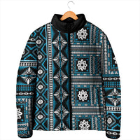 Fiji Masi Tapa Pattern Blue Padded Jacket LT01 - Polynesian Pride