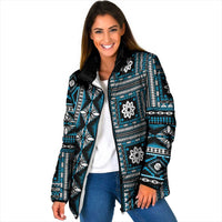 Fiji Masi Tapa Pattern Blue Padded Jacket LT01 Women Blue - Polynesian Pride