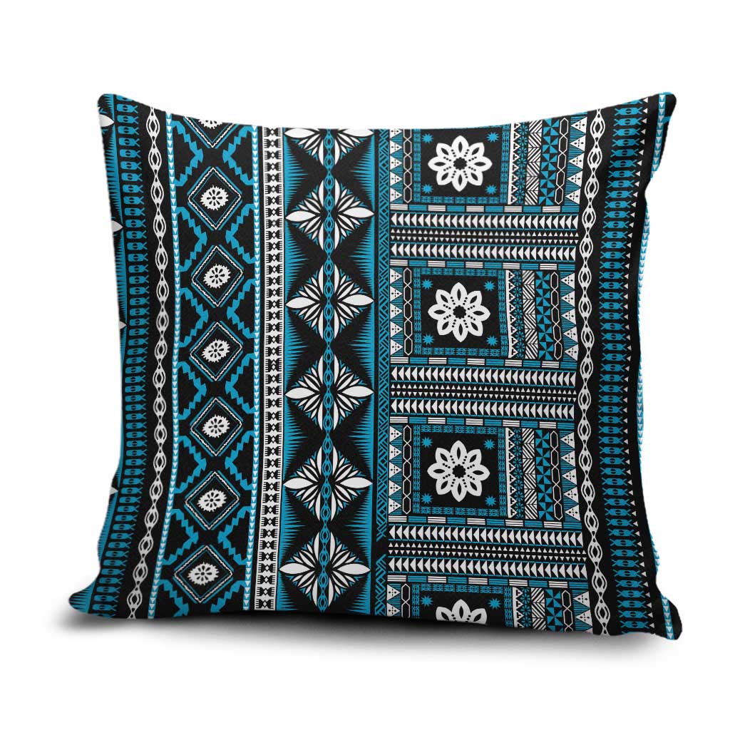 Fiji Masi Tapa Pattern Blue Pillow Cover LT01 Blue - Polynesian Pride