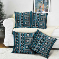 Fiji Masi Tapa Pattern Blue Pillow Cover LT01 - Polynesian Pride