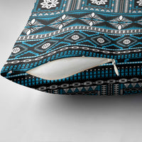 Fiji Masi Tapa Pattern Blue Pillow Cover LT01 - Polynesian Pride
