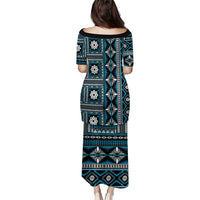 Fiji Masi Tapa Pattern Blue Puletasi LT01 - Polynesian Pride