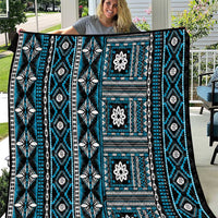 Fiji Masi Tapa Pattern Blue Quilt LT01 Blue - Polynesian Pride