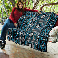 Fiji Masi Tapa Pattern Blue Quilt LT01 - Polynesian Pride
