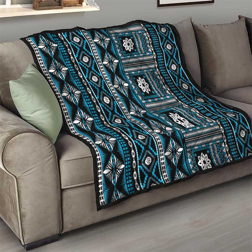 Fiji Masi Tapa Pattern Blue Quilt LT01 - Polynesian Pride