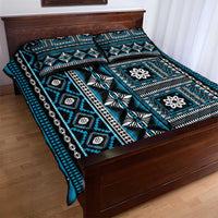 Fiji Masi Tapa Pattern Blue Quilt Bed Set LT01 - Polynesian Pride