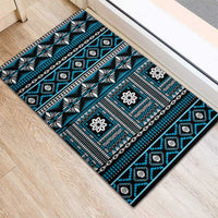 Fiji Masi Tapa Pattern Blue Rubber Doormat LT01 - Polynesian Pride