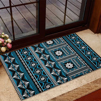 Fiji Masi Tapa Pattern Blue Rubber Doormat LT01 - Polynesian Pride