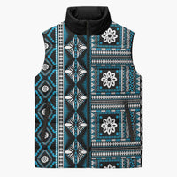 Fiji Masi Tapa Pattern Blue Sleeveless Puffer Jacket LT01 Unisex Blue - Polynesian Pride