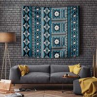 Fiji Masi Tapa Pattern Blue Tapestry LT01 Blue - Polynesian Pride