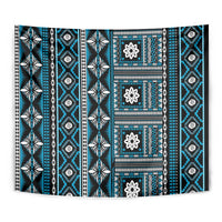Fiji Masi Tapa Pattern Blue Tapestry LT01 - Polynesian Pride