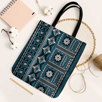 Fiji Masi Tapa Pattern Blue Tote Bag LT01 Black Strap One Size Blue - Polynesian Pride