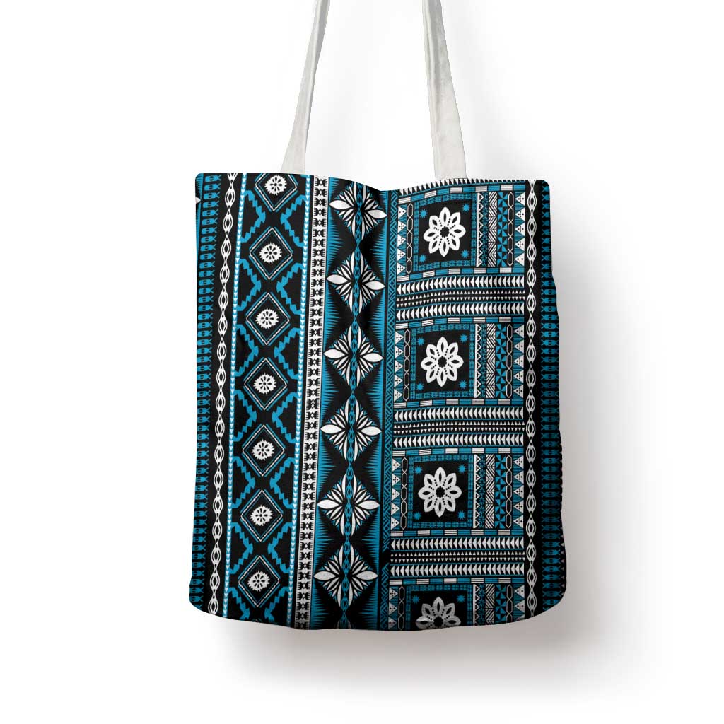 Fiji Masi Tapa Pattern Blue Tote Bag LT01 - Polynesian Pride