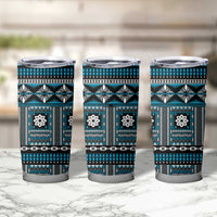 Fiji Masi Tapa Pattern Blue Tumbler Cup LT01 - Polynesian Pride
