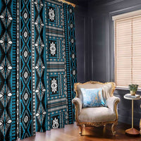 Fiji Masi Tapa Pattern Blue Window Curtain LT01 - Polynesian Pride