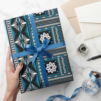 Fiji Masi Tapa Pattern Blue Wrapping Paper LT01 - Polynesian Pride