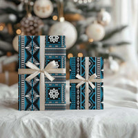 Fiji Masi Tapa Pattern Blue Wrapping Paper LT01 - Polynesian Pride