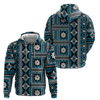 Fiji Masi Tapa Pattern Blue Zip Hoodie LT01 - Polynesian Pride