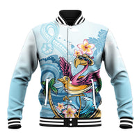 Hawaii Flamingo Baseball Jacket Plumeria Tropical Beach LT01 Unisex Blue - Polynesian Pride